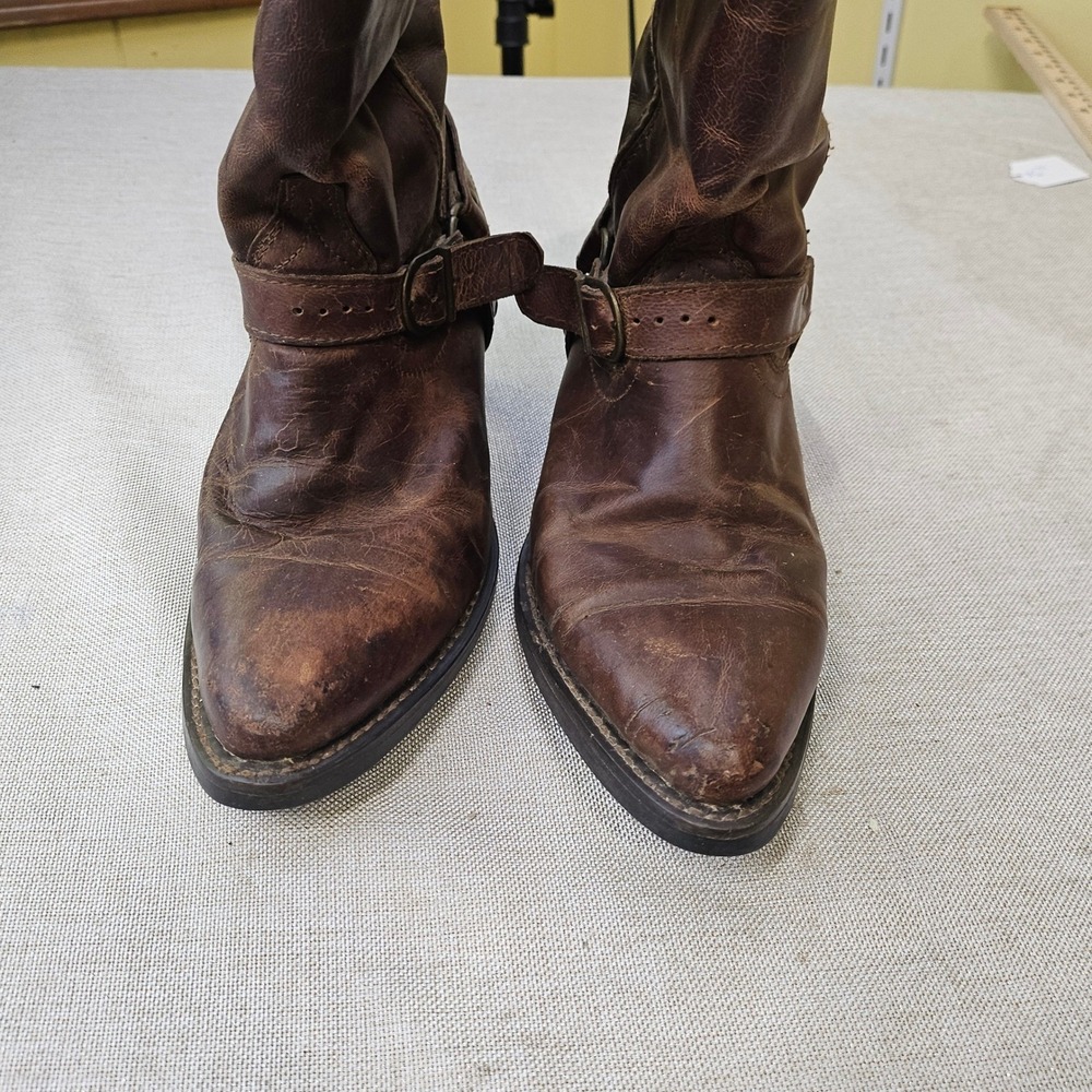 Dingo Mens Brown Leather Western Harness Boots Pointed Toe DT327 Size 8 M - Picture 3 of 14